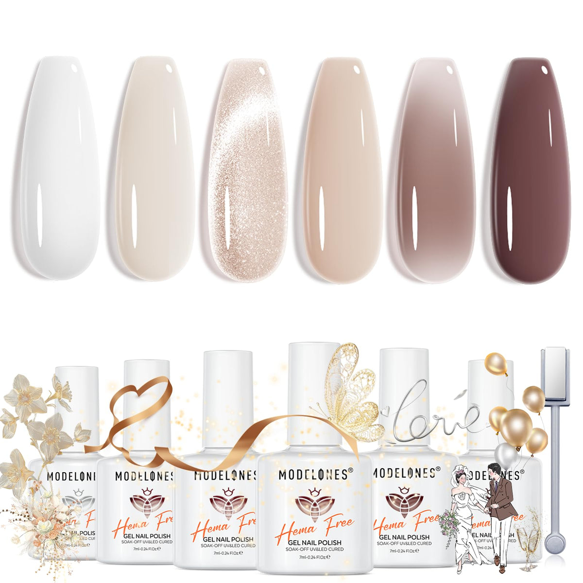 modelones Jelly Gel Nail Polish Set front view with 6 bottles