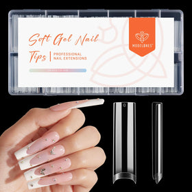 Modelones Long Square Nail Tips front view in packaging