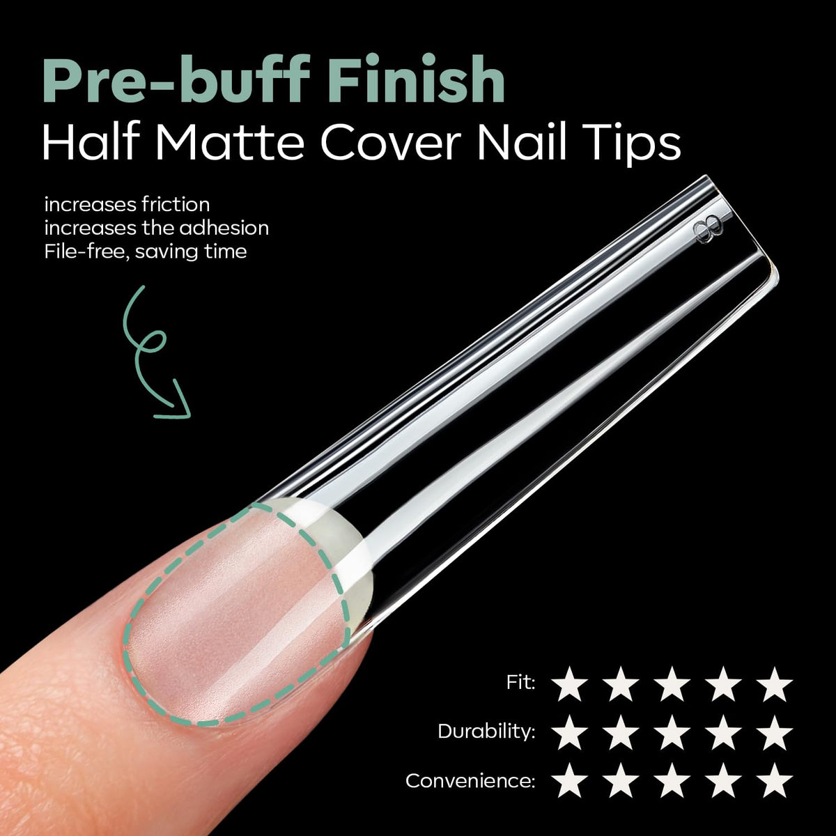 Modelones Long Square Nail Tips in use on nails