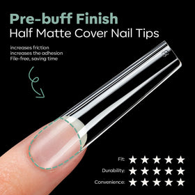 Modelones Long Square Nail Tips in use on nails