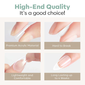 Modelones Long Square Nail Tips with nail art accessories