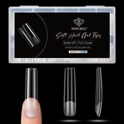 Modelones Long Square XXL Fake Nail Tips package front view