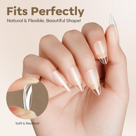 modelones Medium Almond Nail Tips applied on nails