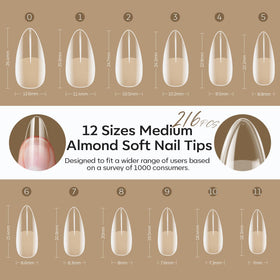 modelones Medium Almond Nail Tips displayed in a DIY setup