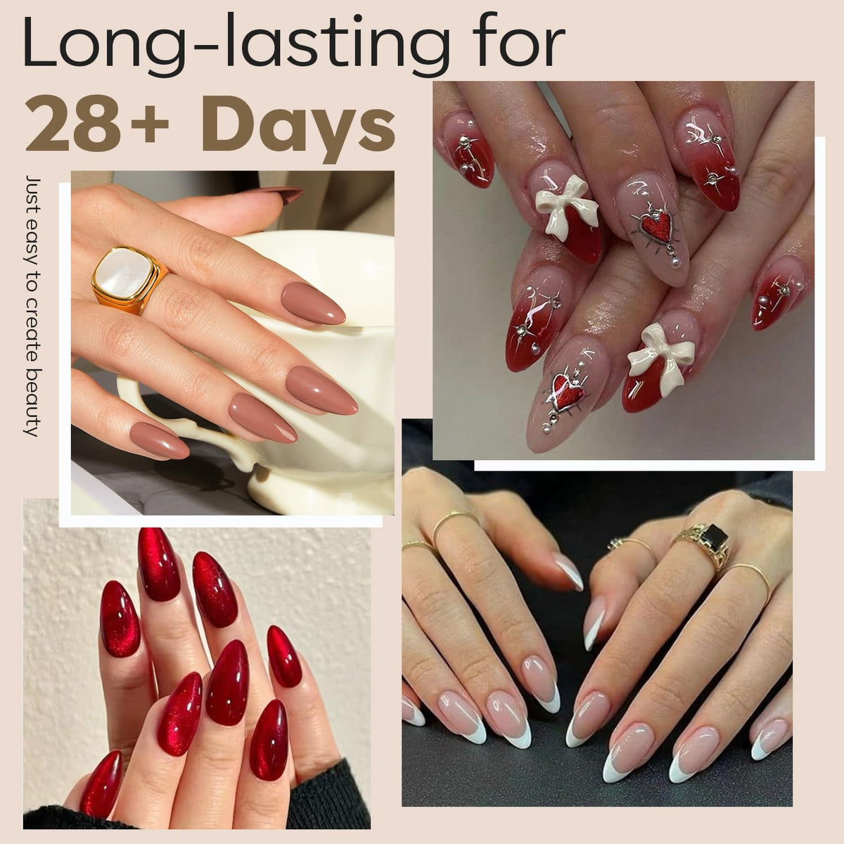 modelones Medium Almond Nail Tips showing different sizes