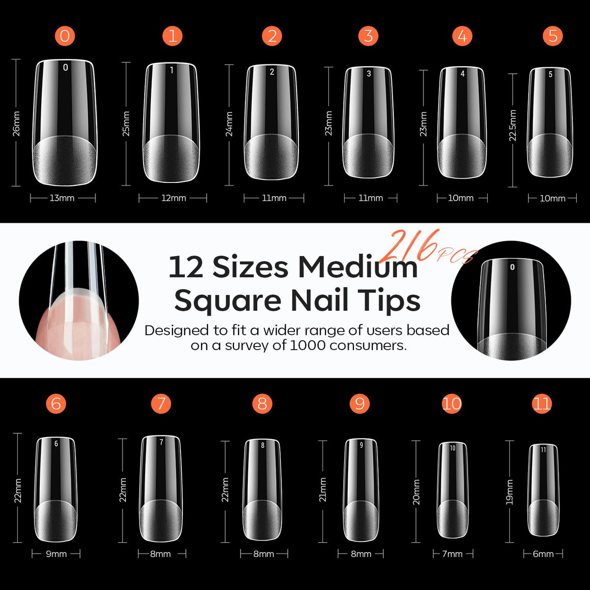 Modelones Medium Square Nail Tips in a nail salon setting