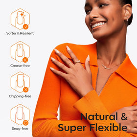 Modelones Medium Square Nail Tips showing break-resistant feature