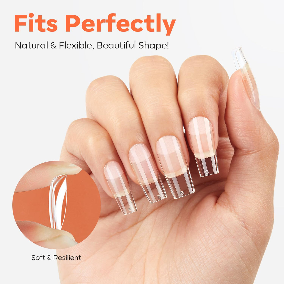 Modelones Medium Square Nail Tips with gel nail polish