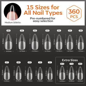 Modelones Medium Stiletto Nail Tips in use for a DIY manicure