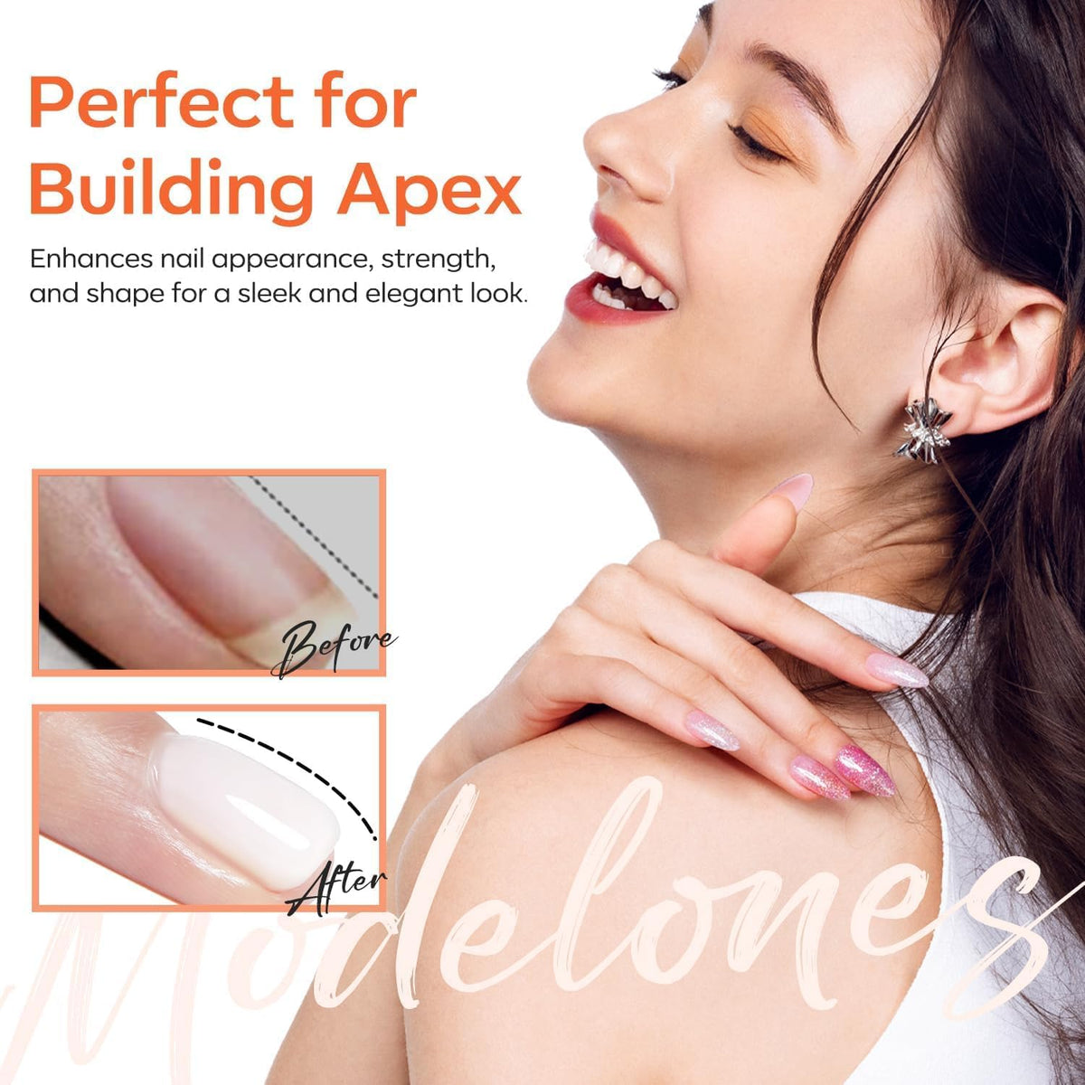 modelones Milky White Builder Nail Gel application on nails