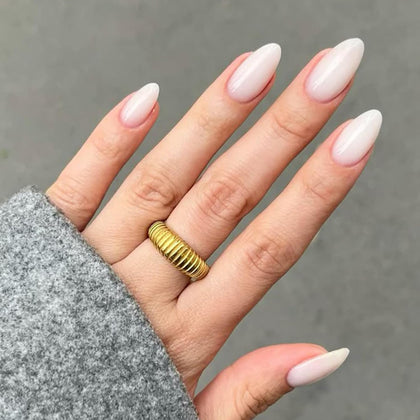 Modelones Milky White Press On Nails front view with 32 pieces