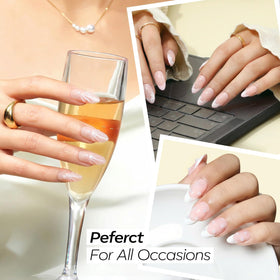 modelones Milky White Press On Nails in various angles