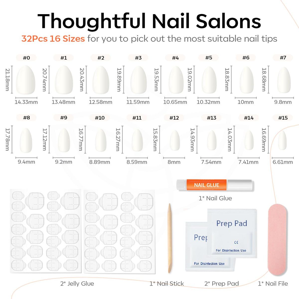 Modelones Milky White Press On Nails kit including glue and tools