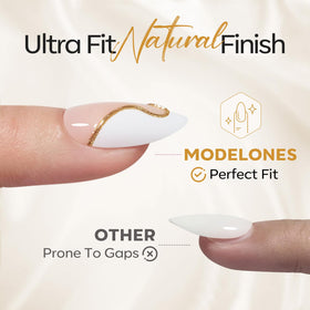modelones Milky White Press On Nails styled for a party