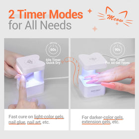 modelones Mini UV Nail Lamp with timer settings displayed