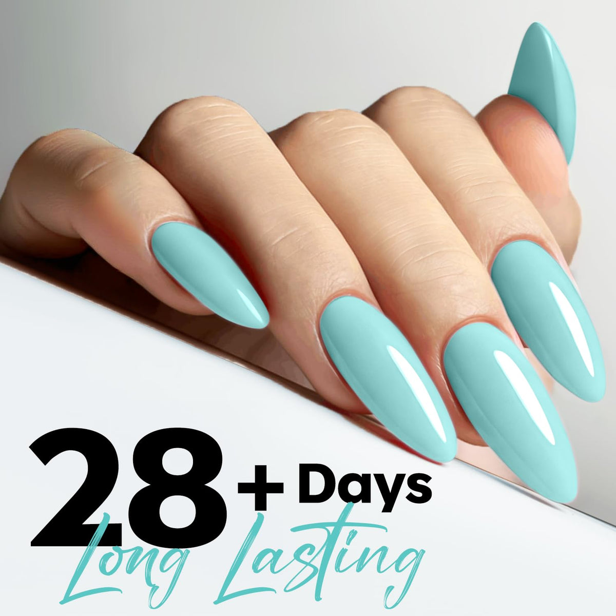 modelones Mint Blue Gel Nail Polish 15ml brush close-up