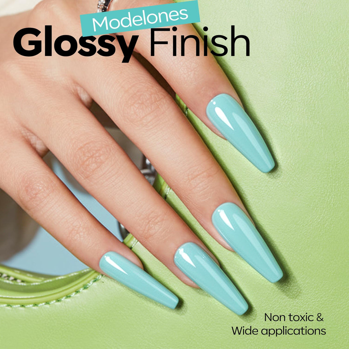 modelones Mint Blue Gel Nail Polish 15ml with neutral gel polish