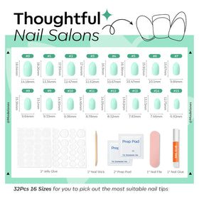 modelones Mint Green Short Press on Nails close-up
