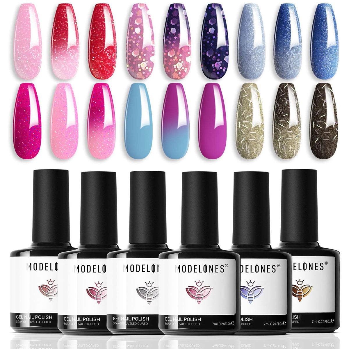 modelones Mood Gel Nail Polish Set 6 colours front view