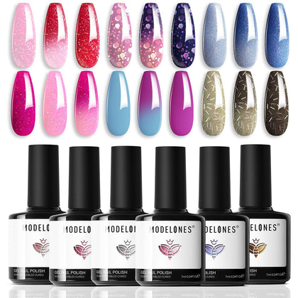 modelones Mood Gel Nail Polish Set 6 colours front view