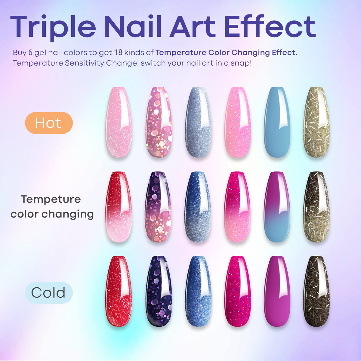 modelones Mood Gel Nail Polish Set glitter shades
