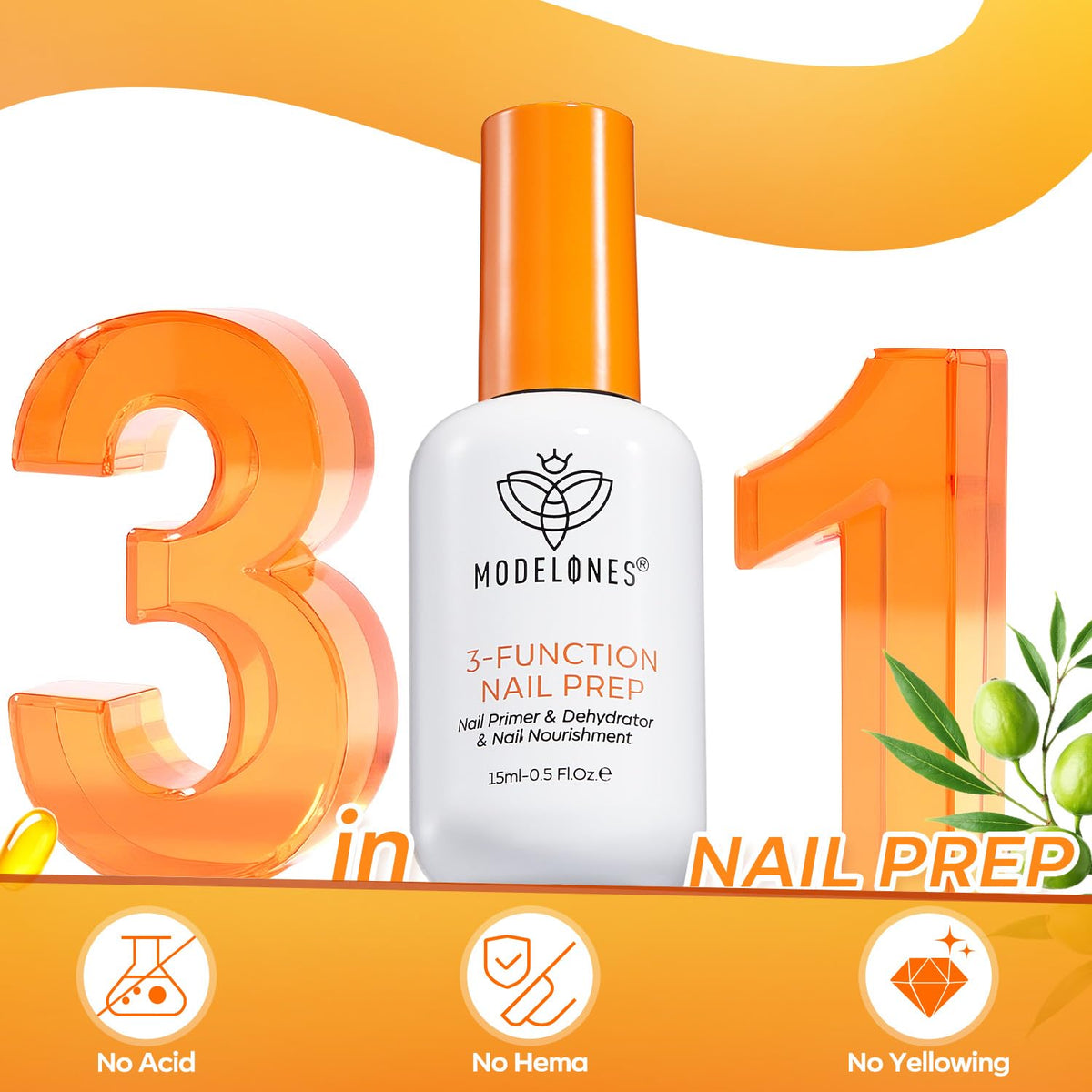 modelones Nail Dehydrator and Primer 3-in-One bottle side view