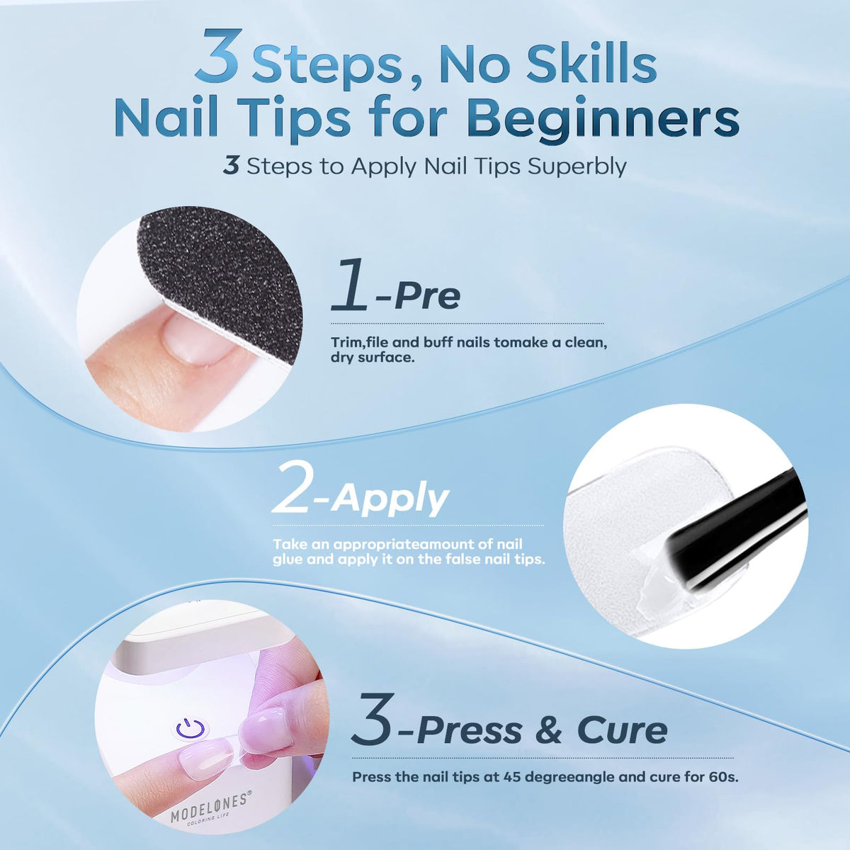 modelones Nail Gel Glue application process