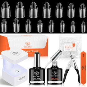 modelones Nail Gel Kit Almond with UV lamp and nail tips