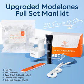 modelones Nail Gel Kit contents including solid nail glue gel and tips
