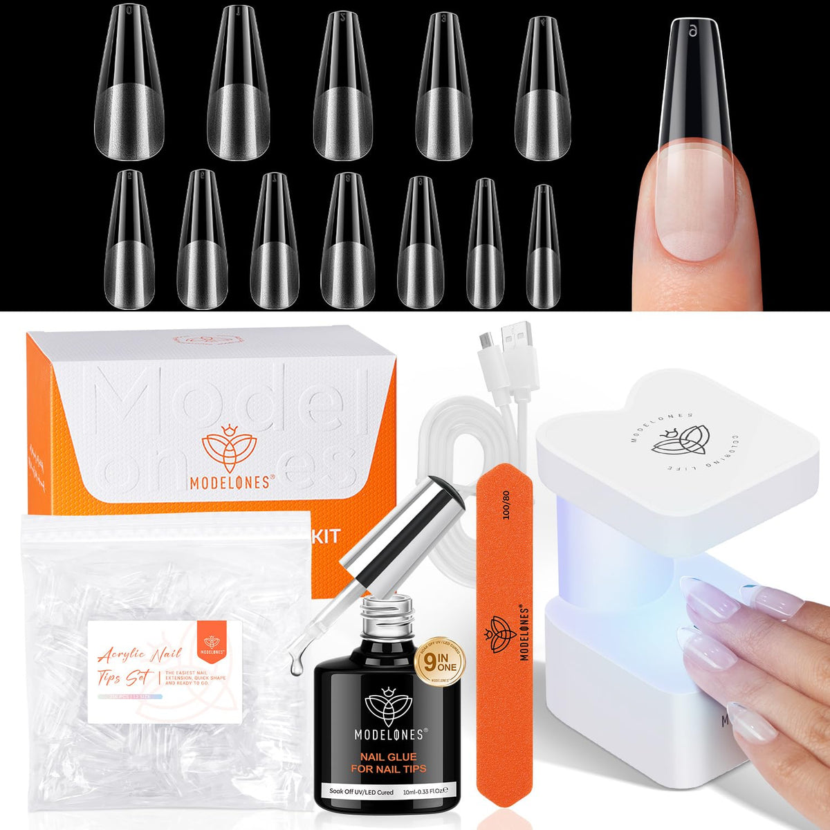 modelones Nail Gel Kit with UV Light front view