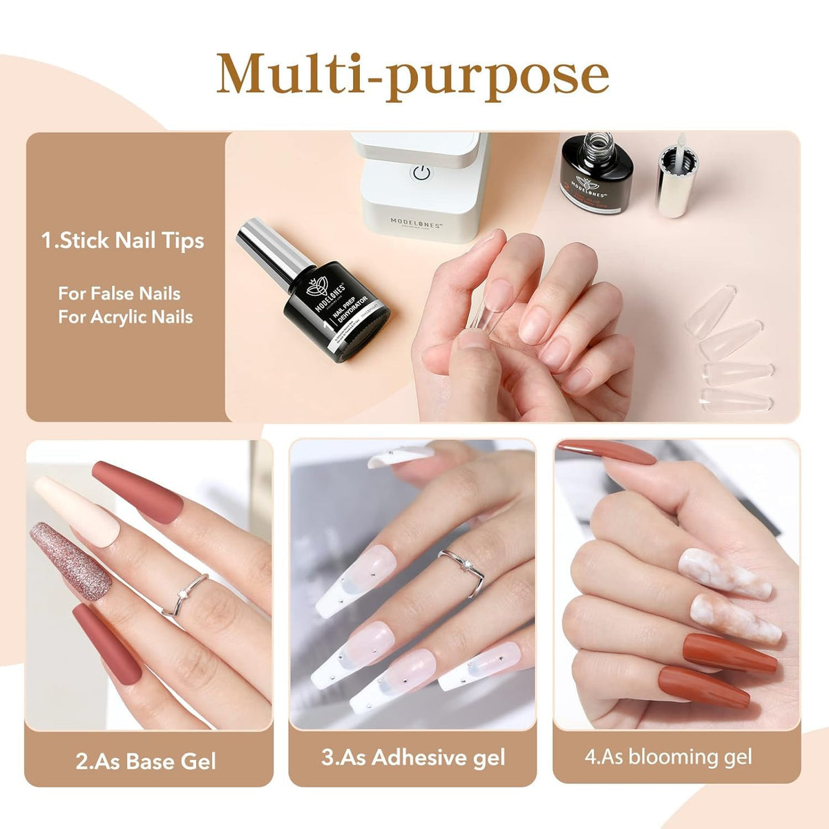 modelones nail glue curing under UV lamp
