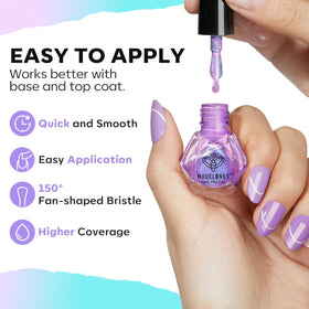 modelones nail polish application on nails with holographic effect