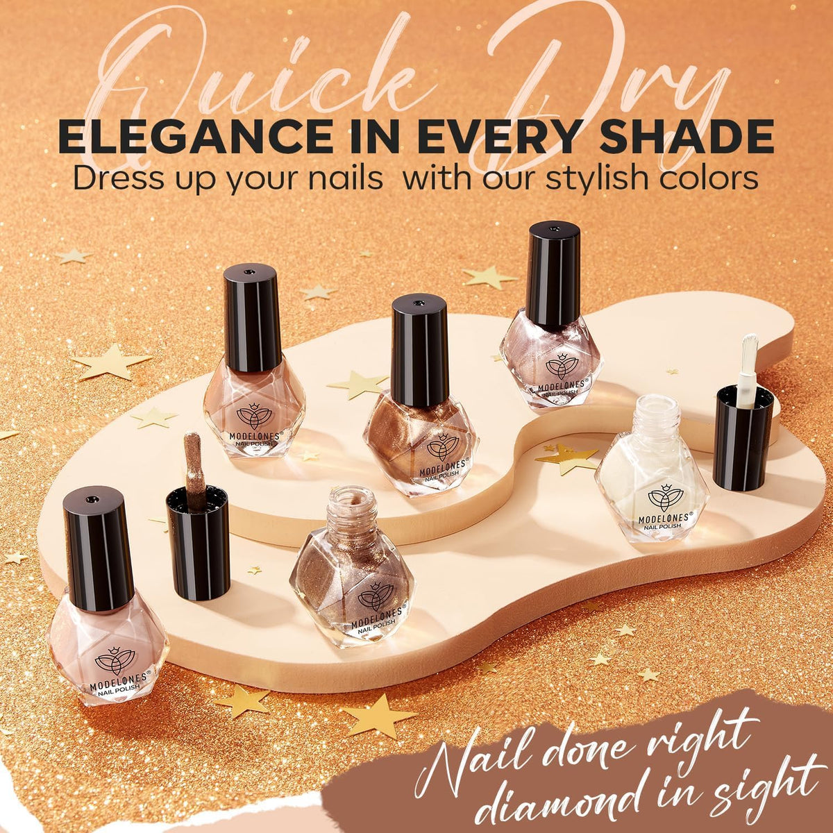 modelones nail polish set displayed on a wooden table