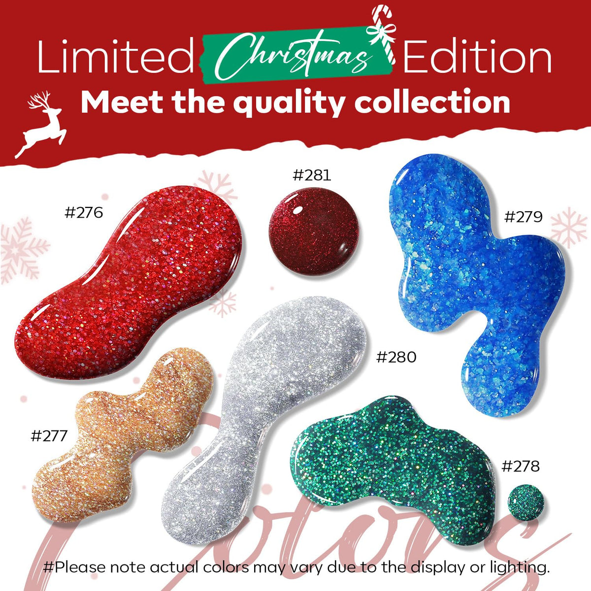 modelones nail polish set displayed with holiday decorations