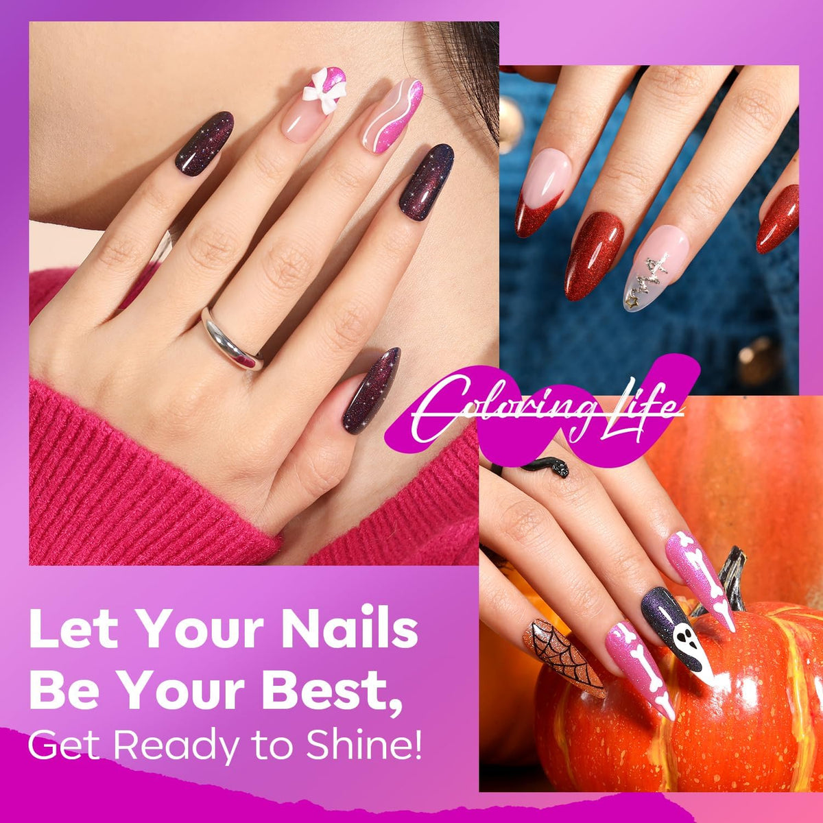 modelones Nail Polish Set with 150° wide brush close-up