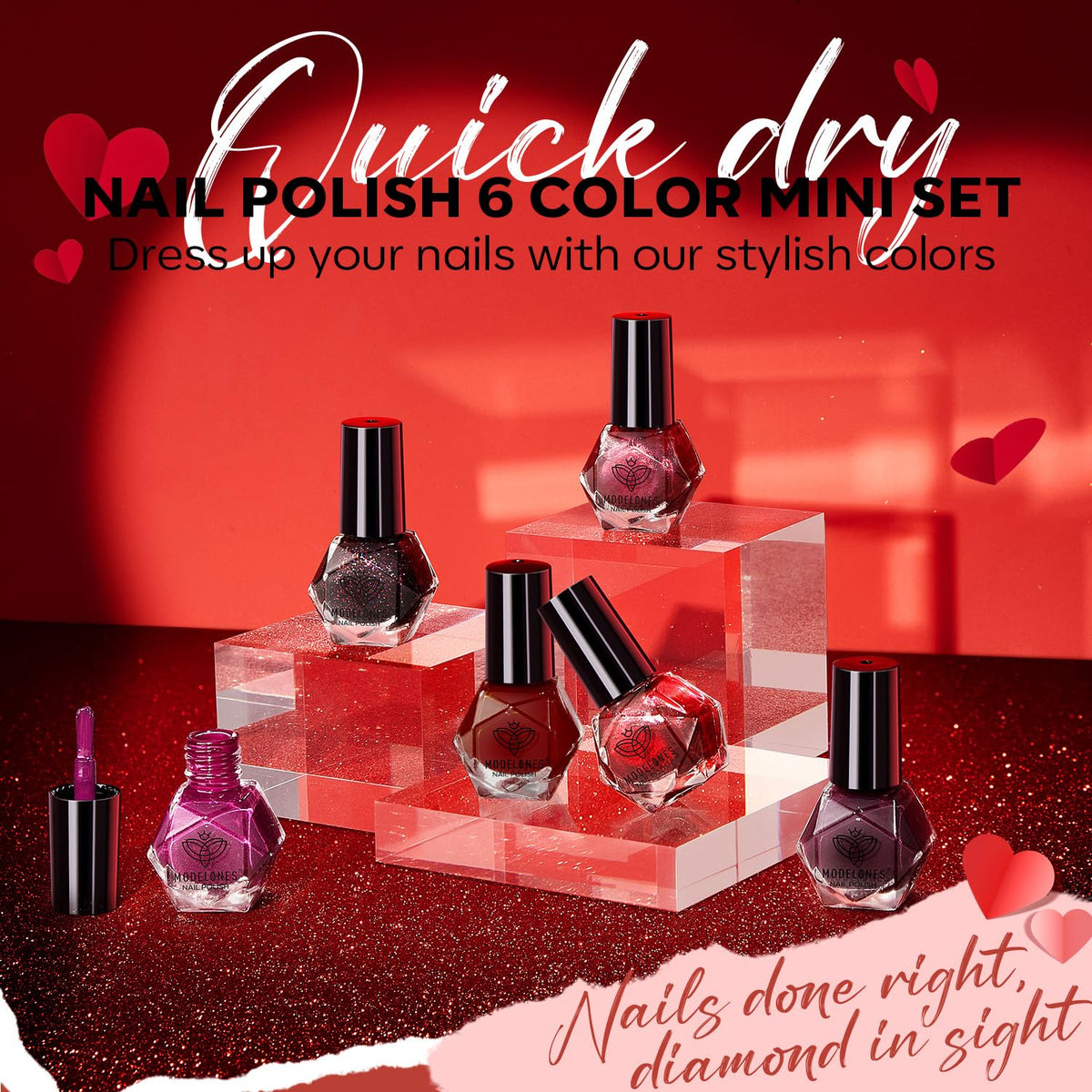modelones Nail Polish Set with magnet for cat eye effect