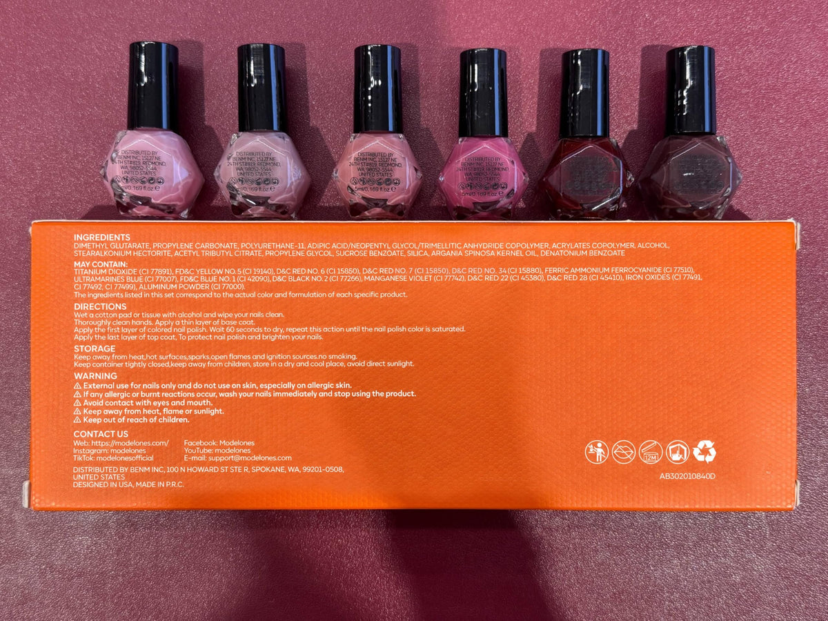modelones nail polish set with two coats applied on nails