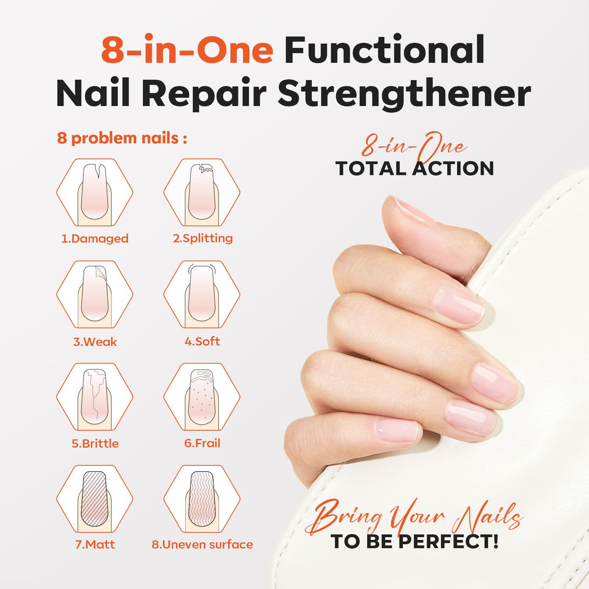 modelones Nail Strengthener and Growth clear hardener bottle with cap