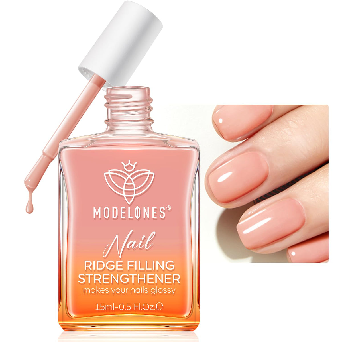 modelones Nail Strengthener and Growth nude nail polish front view