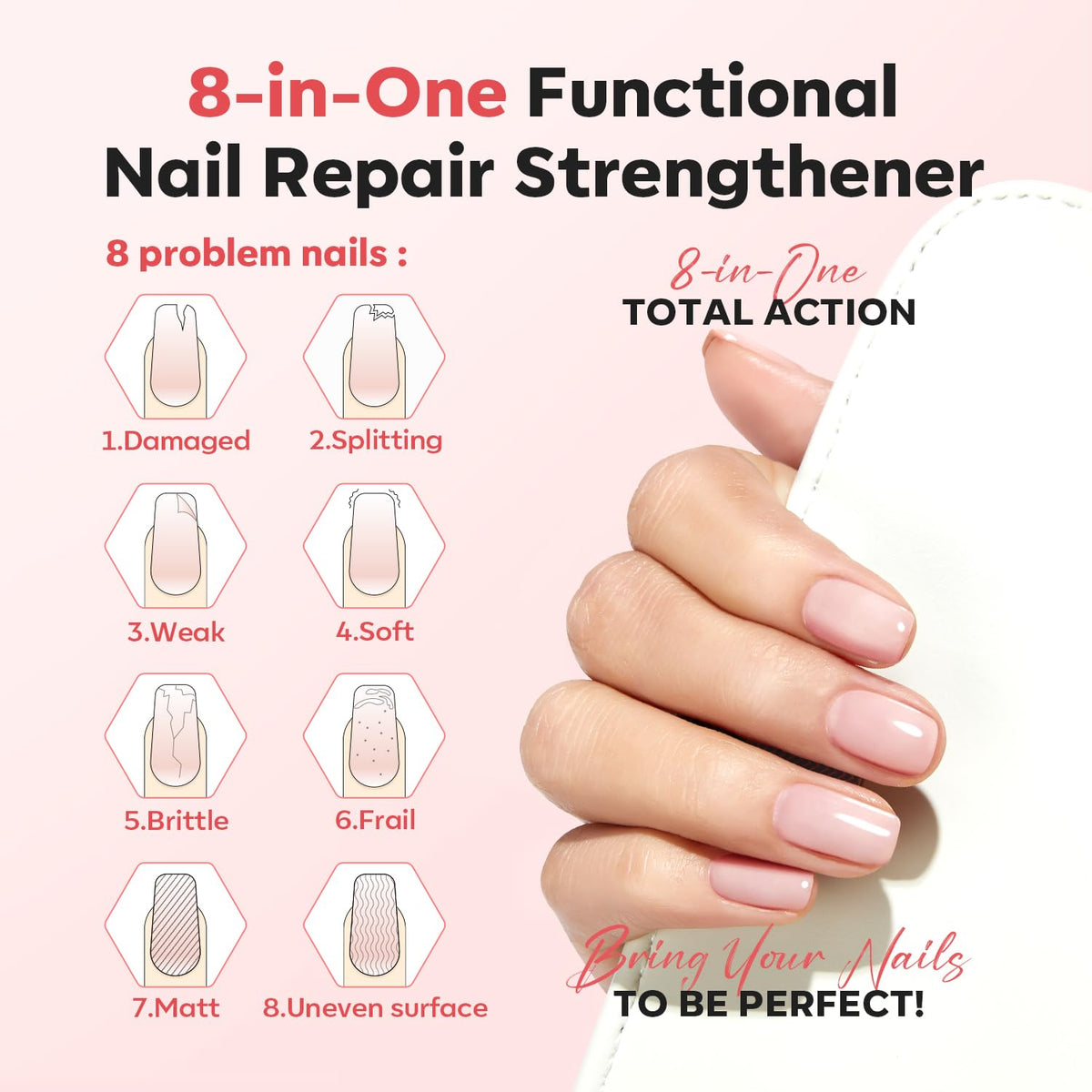 Modelones Nail Strengthener Peachy Pink Nail Polish bottle with label