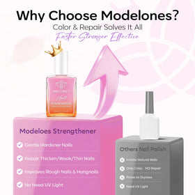 modelones Nail Strengthener purple pink in nail care setup