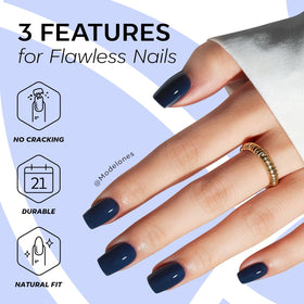 modelones Navy Blue Press On Nails close-up of texture