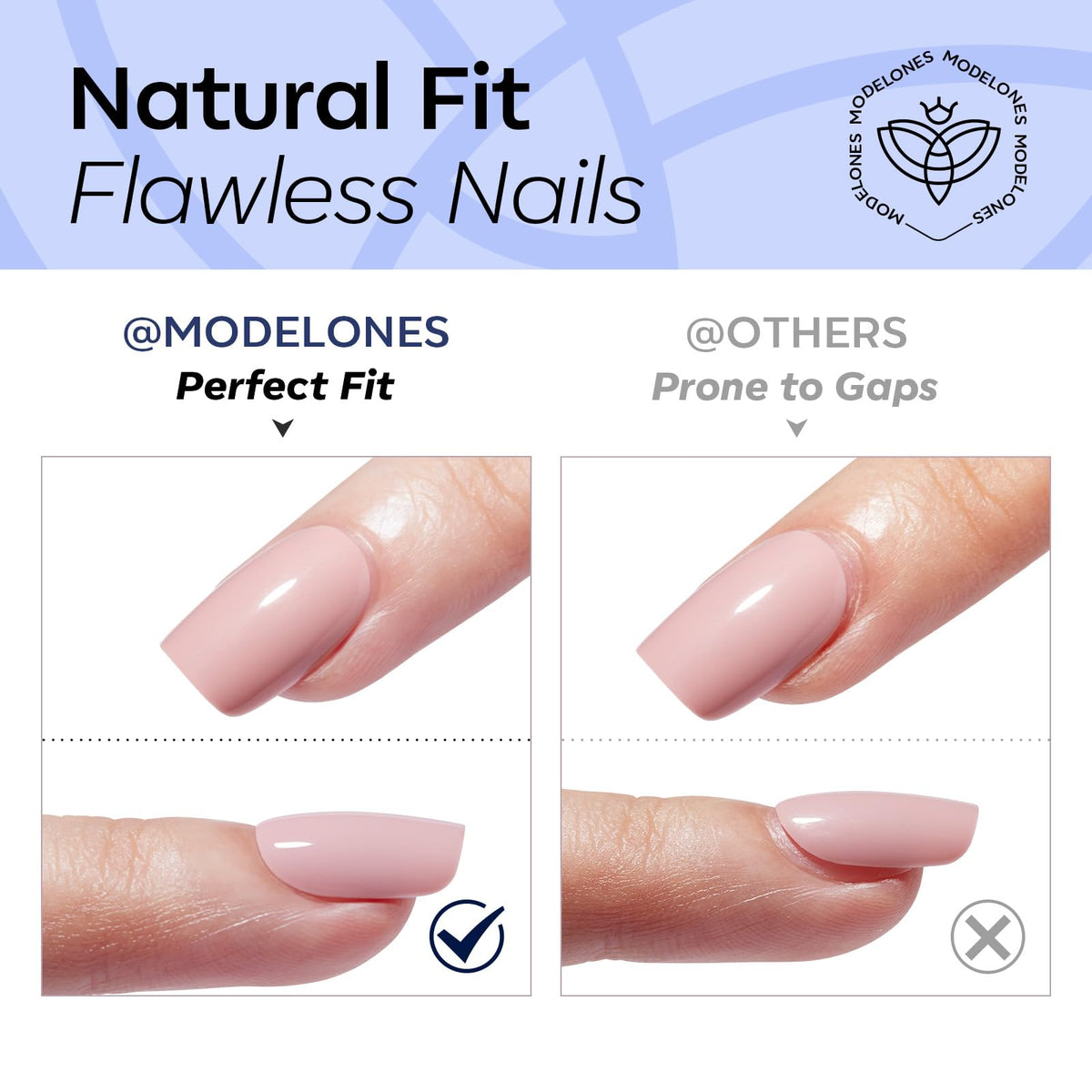 modelones Navy Blue Press On Nails with nail glue and file