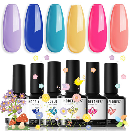 modelones Neon Gel Nail Polish Set with six vibrant colours