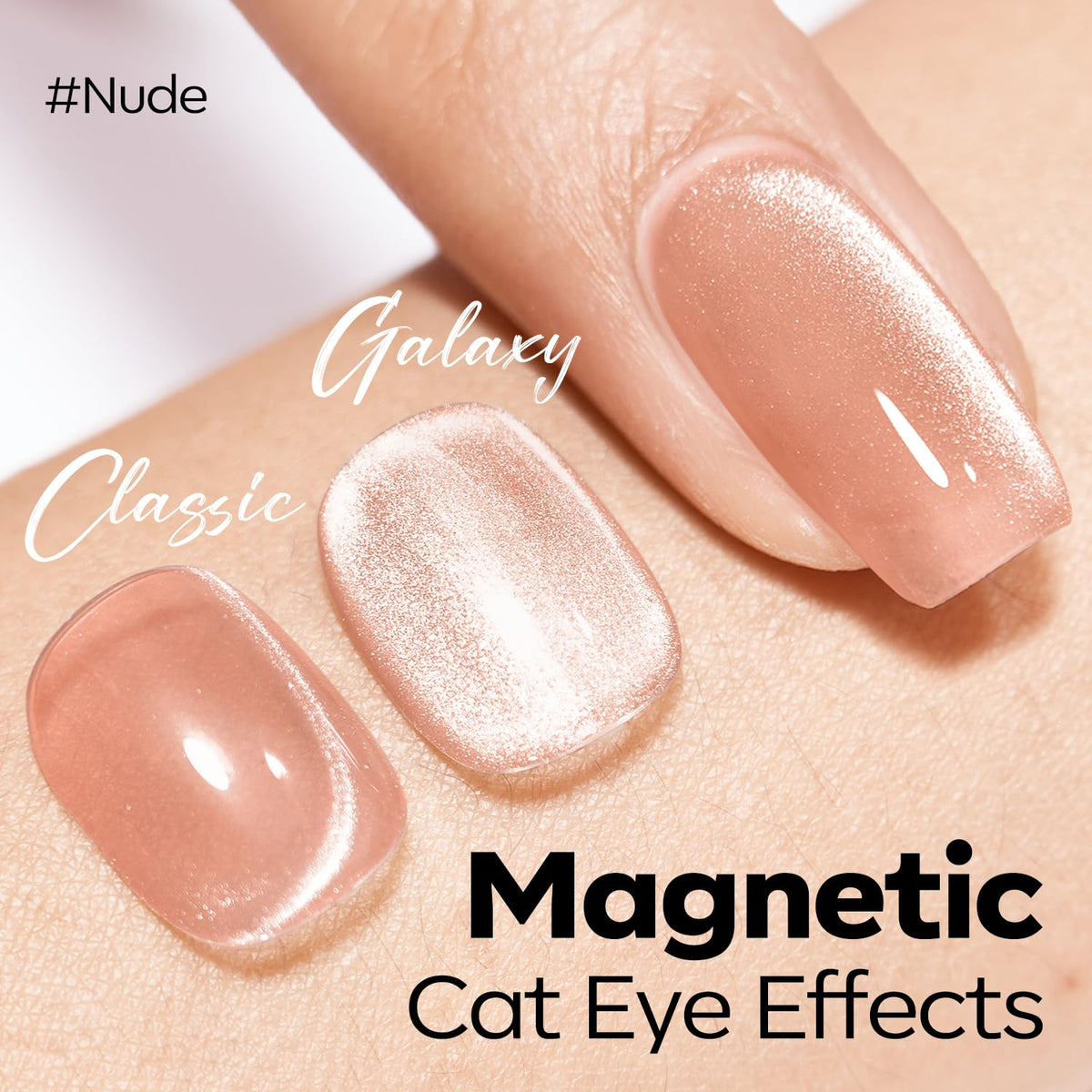modelones Nude Cat Eye Gel Nail Polish 15ML back view