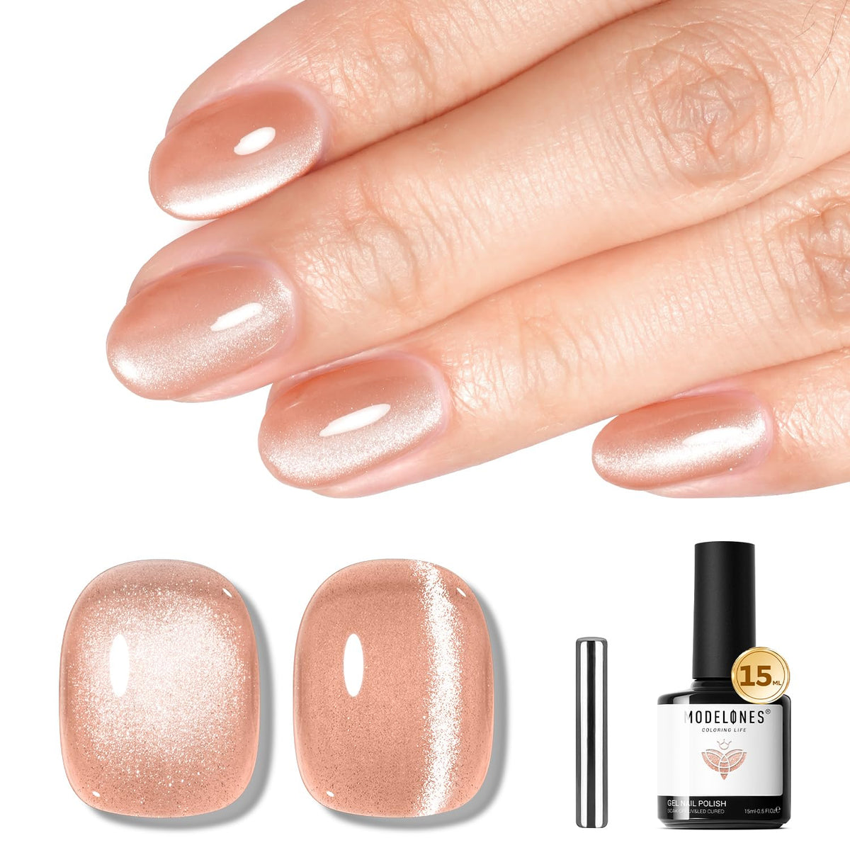 modelones Nude Cat Eye Gel Nail Polish 15ML front view