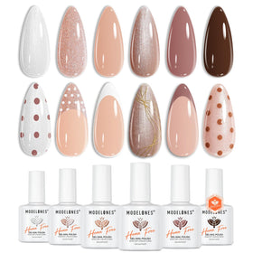 modelones Nude Gel Nail Polish Set 6 bottles front view