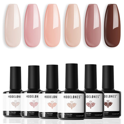 modelones Nude Gel Nail Polish Set 6 Colours front view