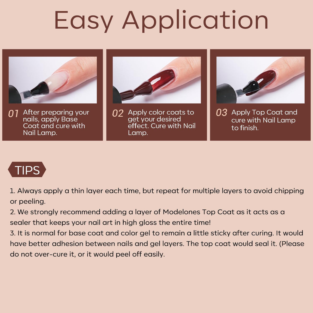 modelones Nude Gel Nail Polish Set displayed with nails