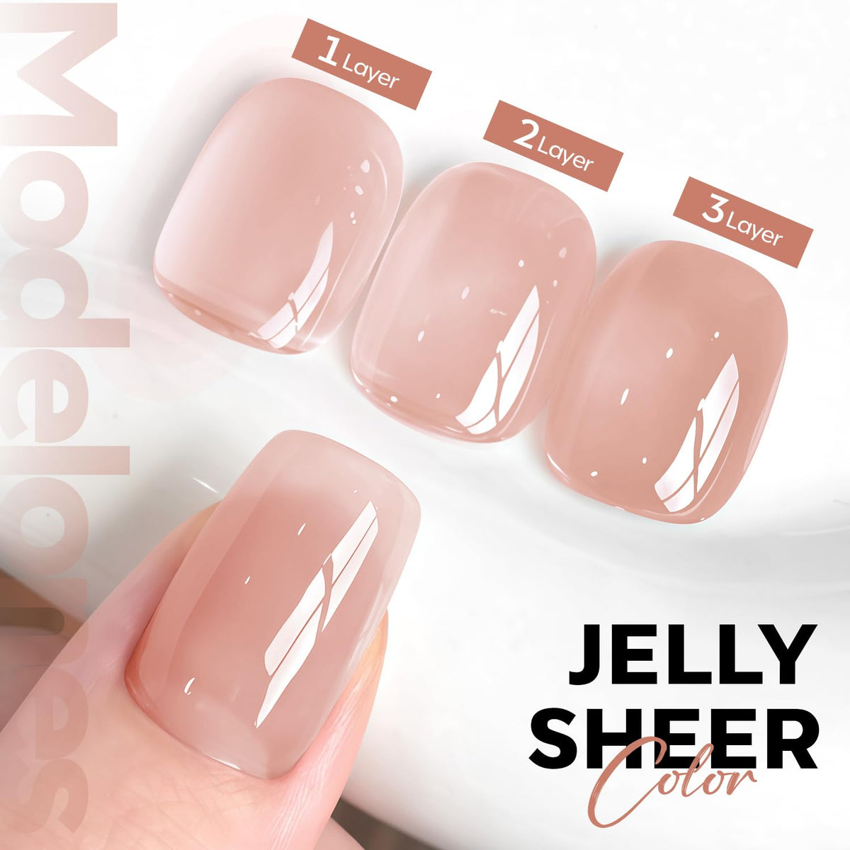 modelones Nude Gel Polish Jelly Natural Pink 15ml bottle side view